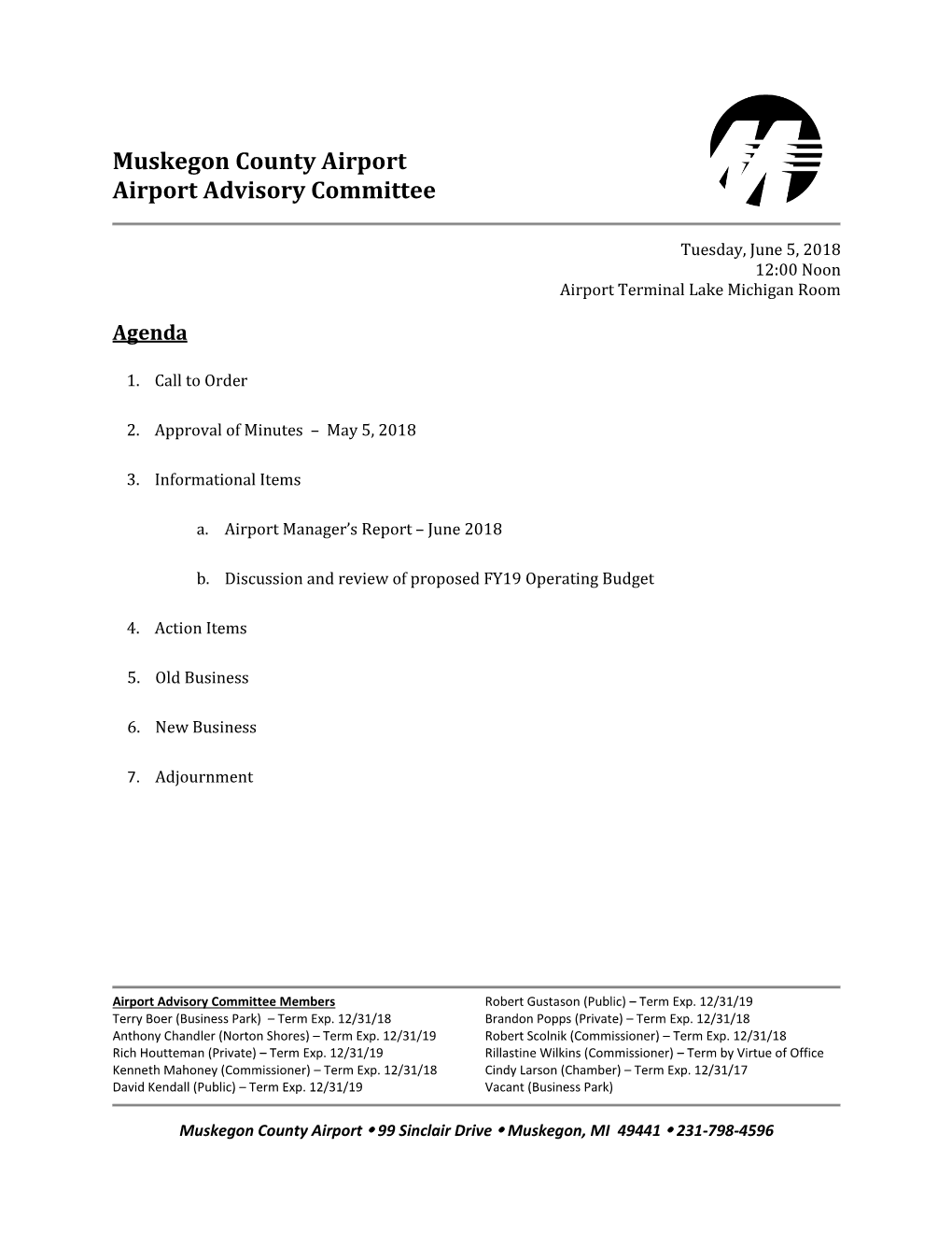 Muskegon County Airport Airport Advisory Committee