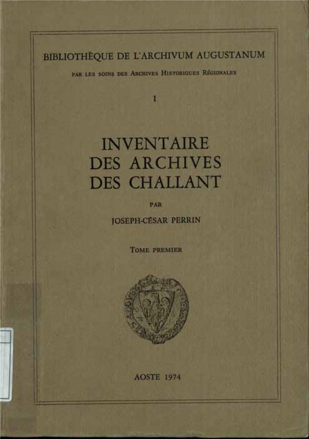 Inventaire Des Archives Des Challant