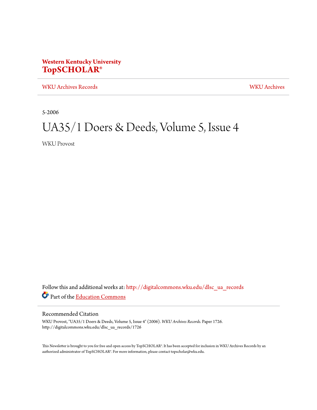 UA35/1 Doers & Deeds, Volume 5, Issue 4
