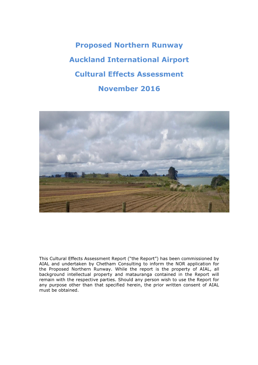 Proposed Northern Runway Auckland International Airport Cultural Effects