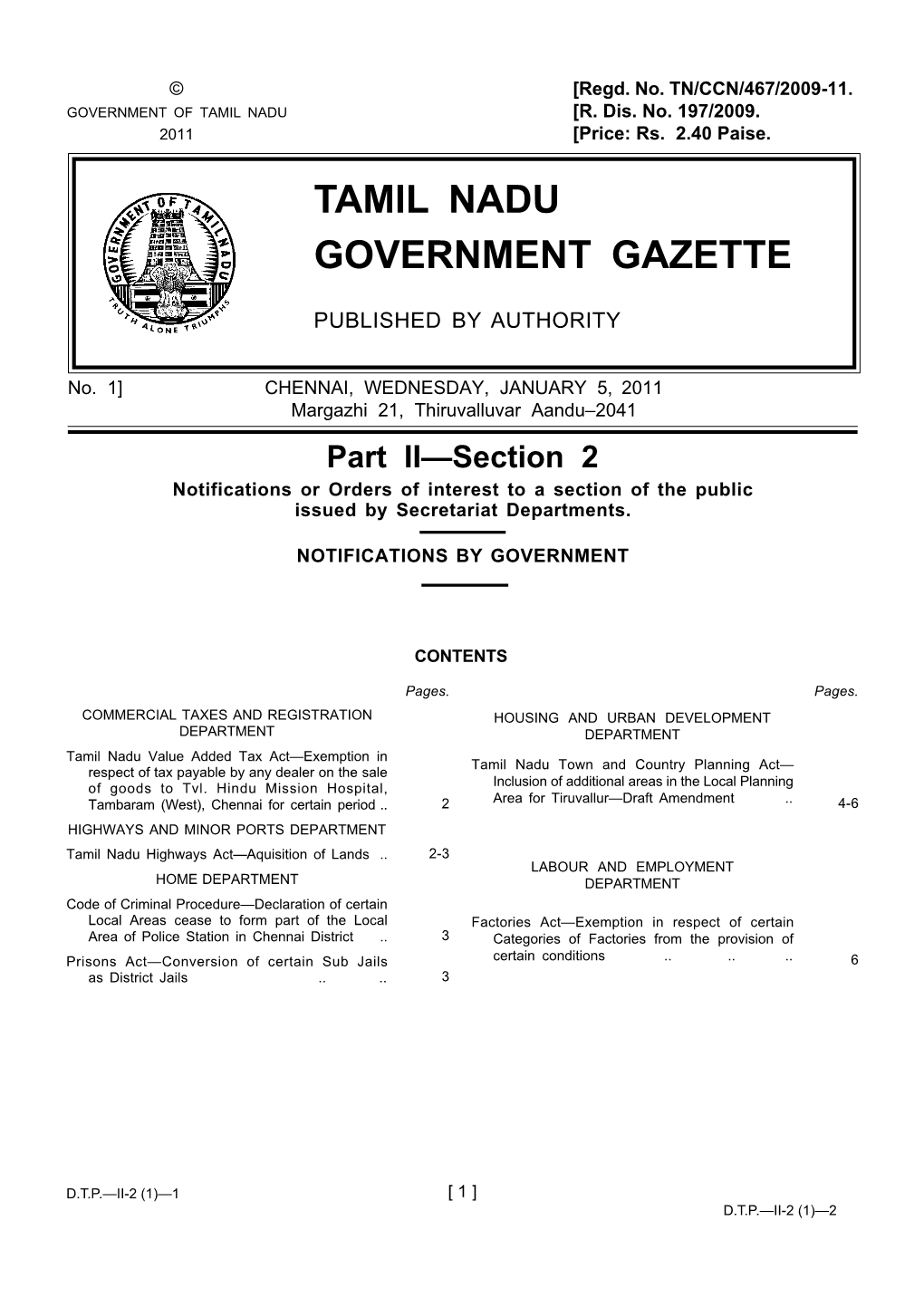 Tamil Nadu Government Gazette