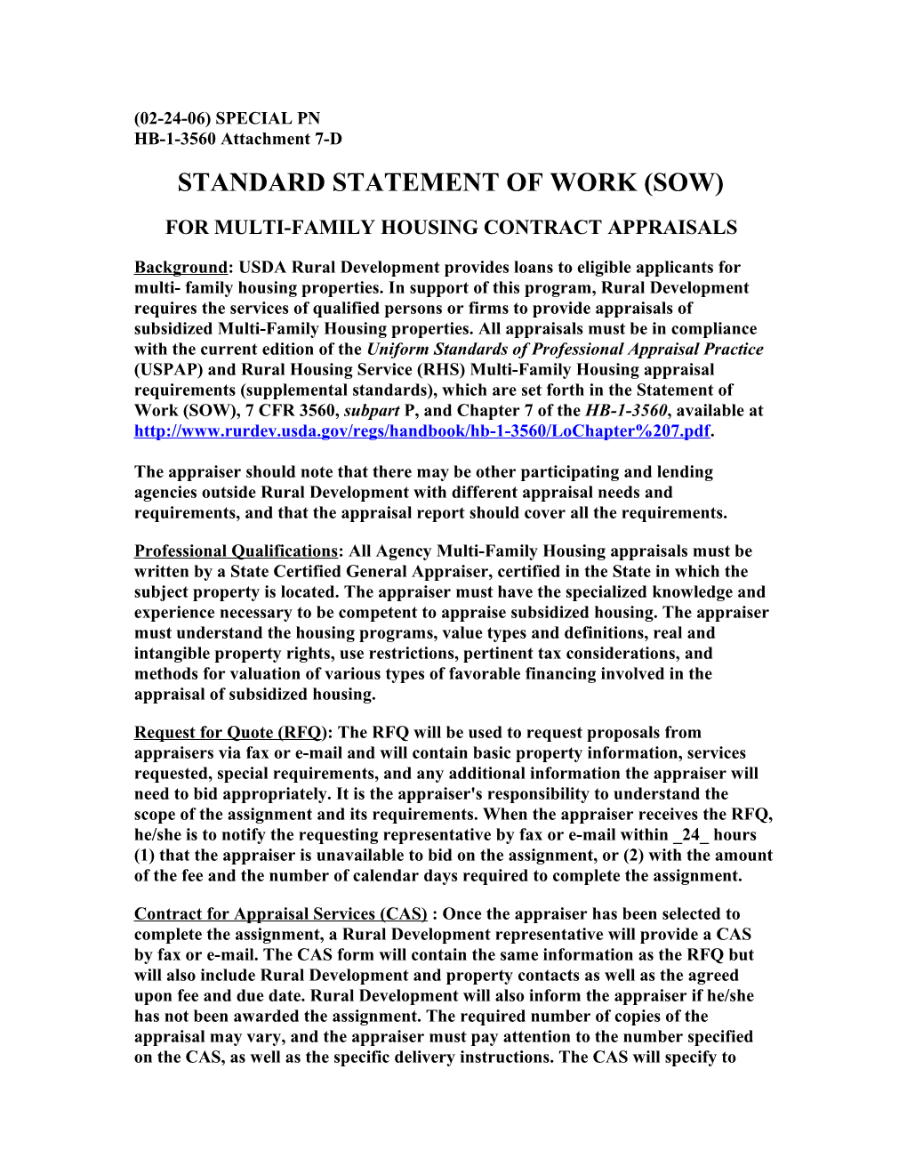 Standard Statement of Work (Sow)