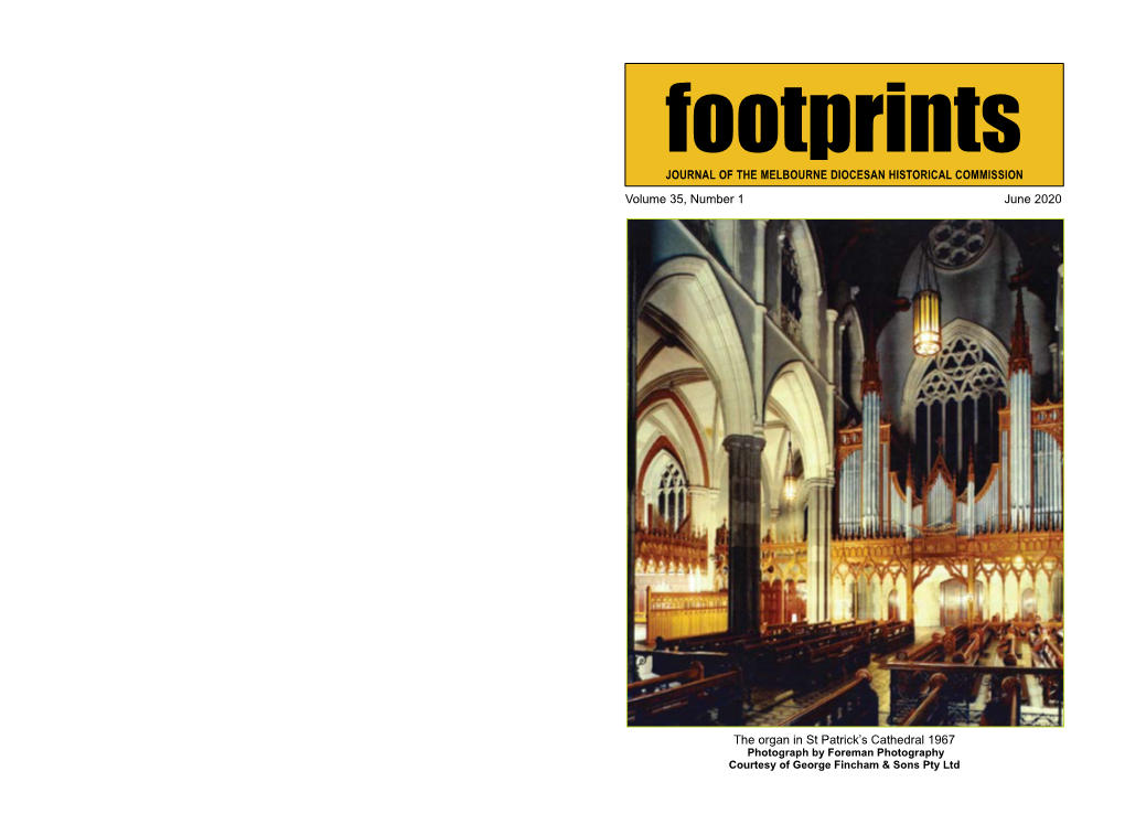 Footprints JOURNAL of the MELBOURNE DIOCESAN HISTORICAL COMMISSION Volume 35, Number 1 June 2020