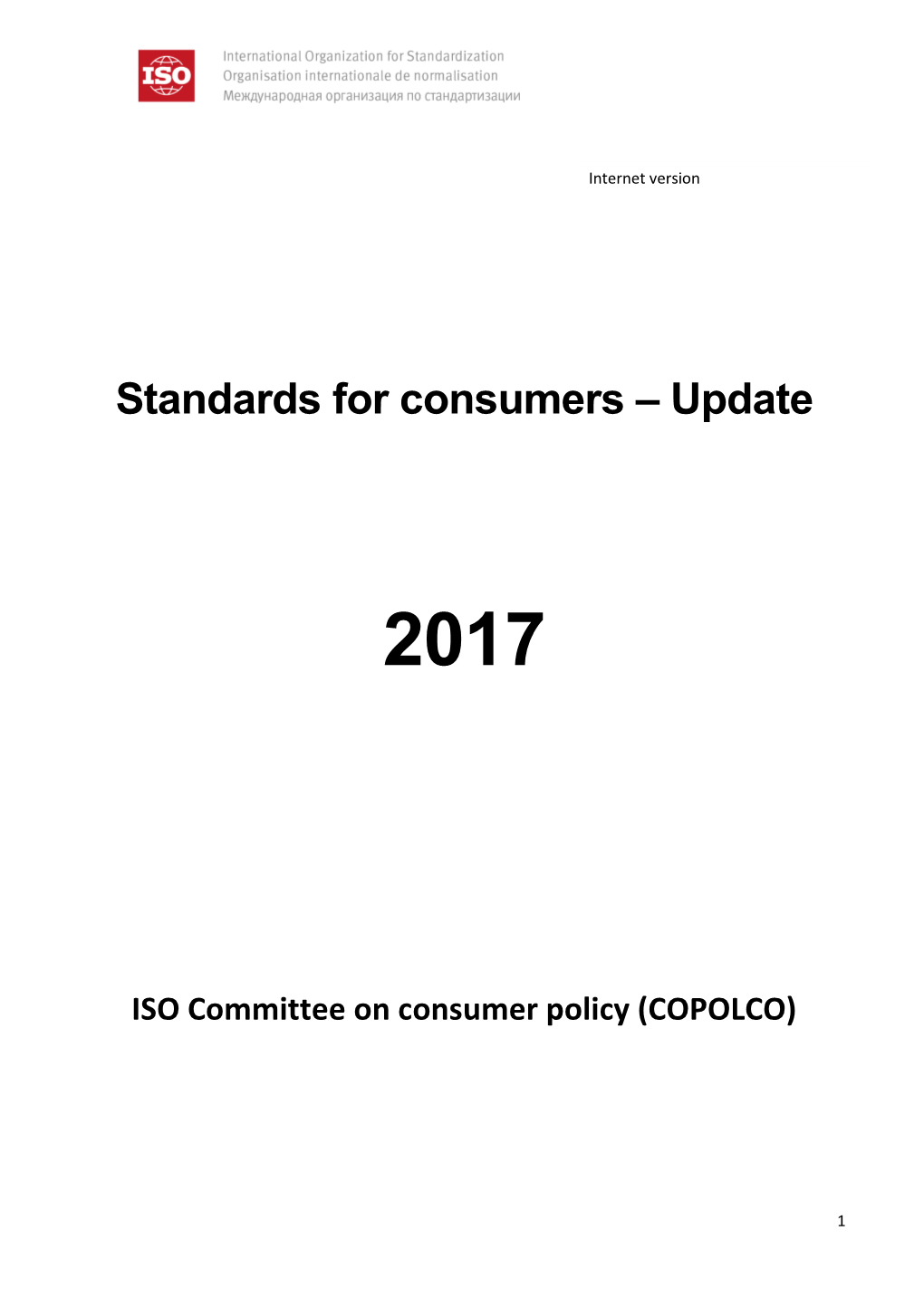 Standards for Consumers – Update