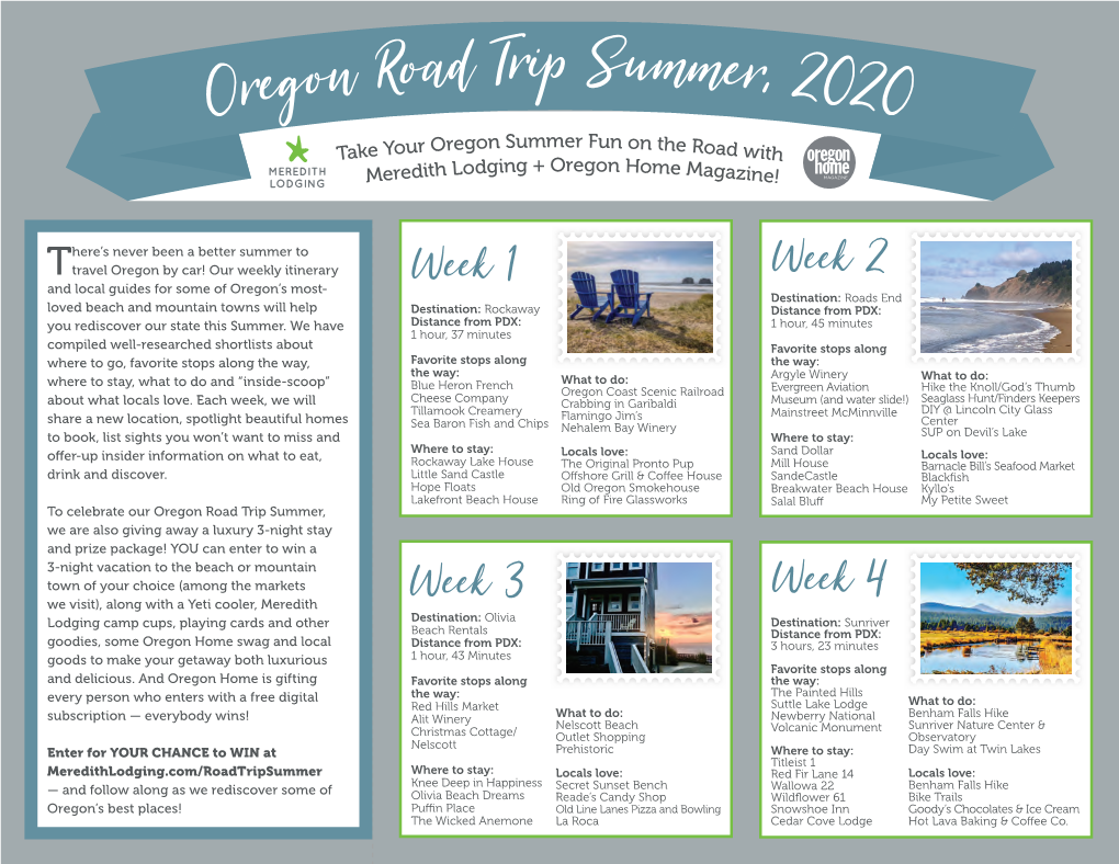 Oregon Road Trip Summer, 2020 Egon Summer Fun on Th Take Your Or E Road with Ing + Oregon Ho Meredith Lodg Me Magazine!