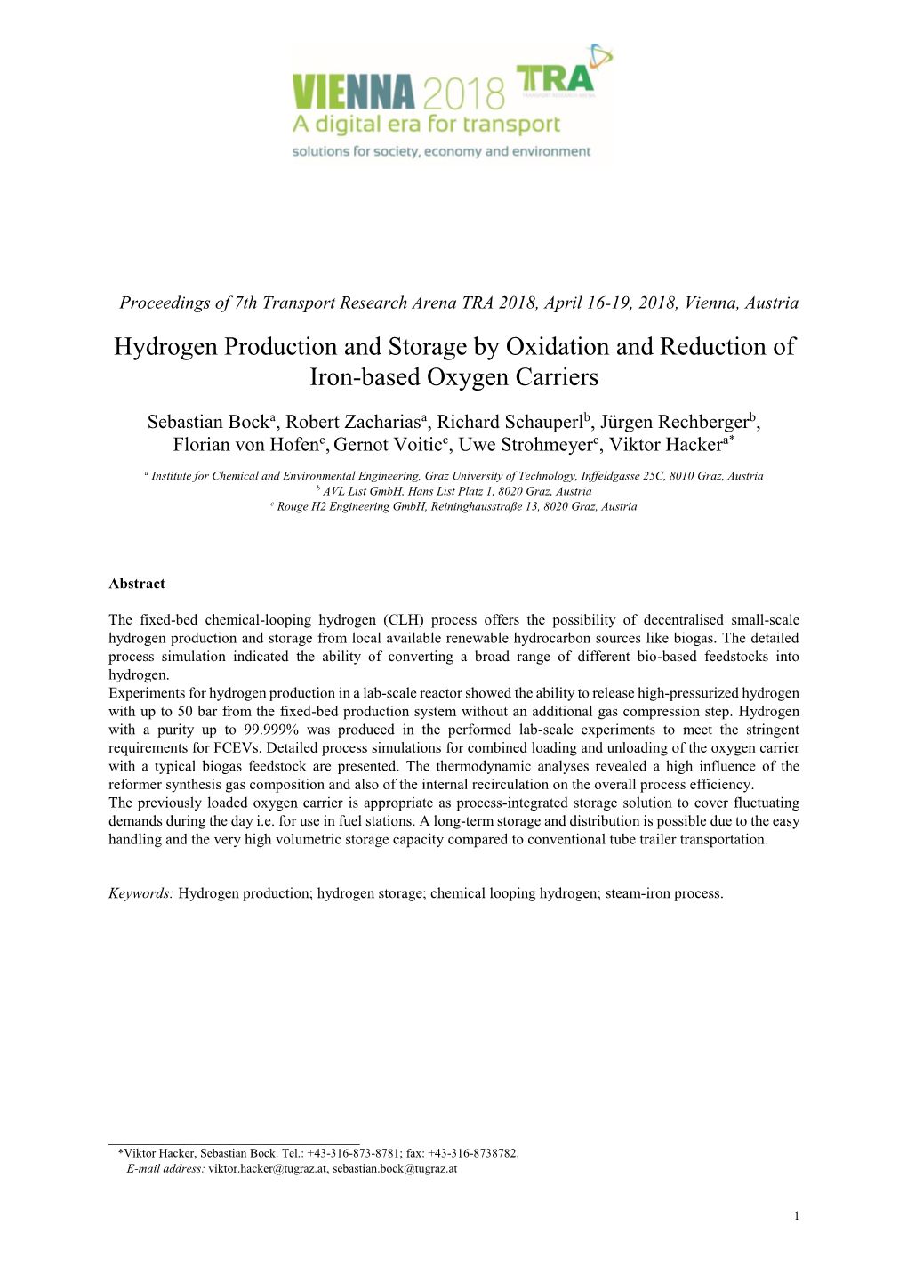 Hydrogen Production and Storage by Oxidation and Reduction of Iron-Based Oxygen Carriers