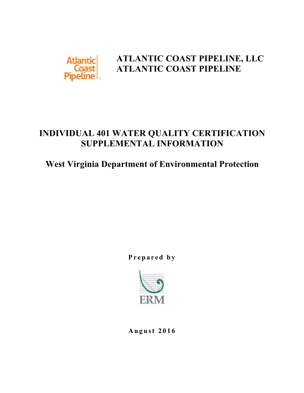 Atlantic Coast Pipeline, Llc Atlantic Coast Pipeline