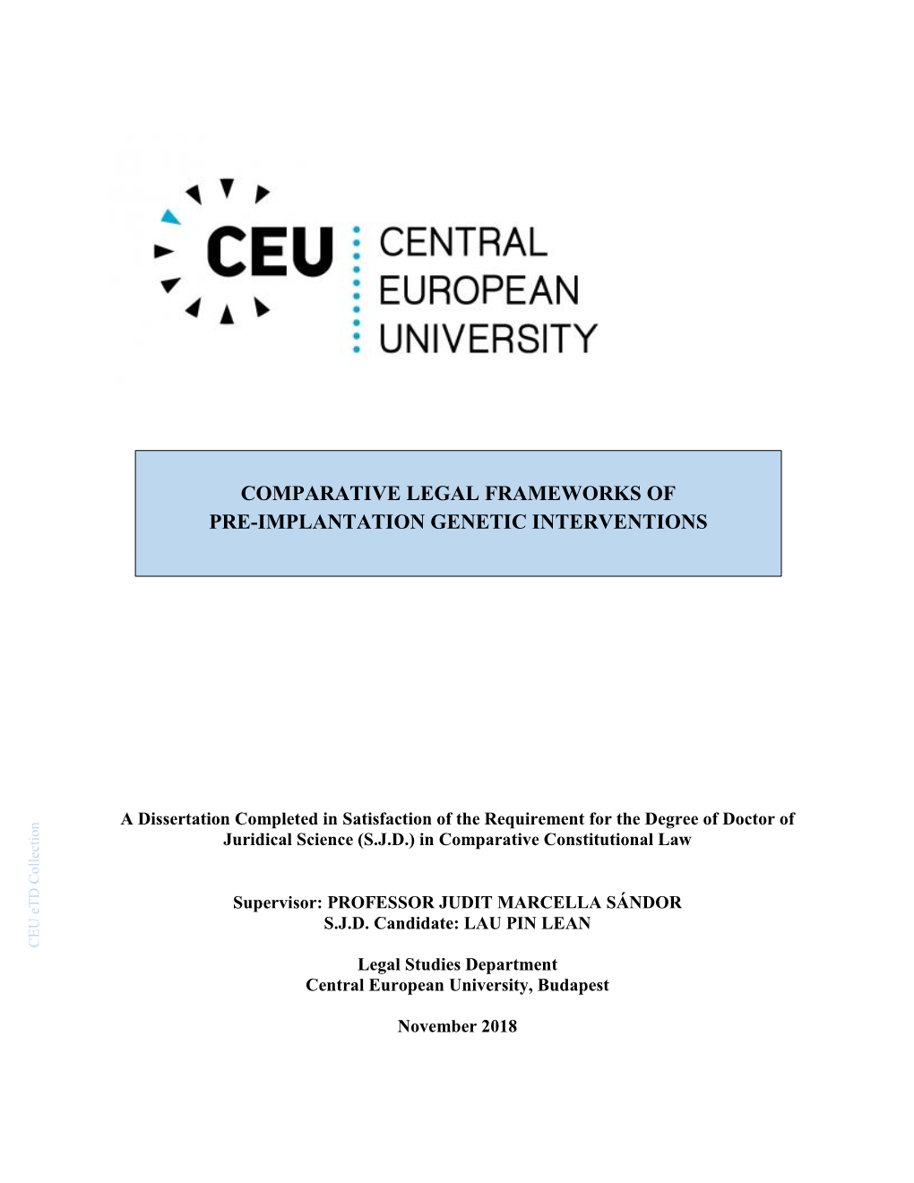 Comparative Legal Frameworks of Pre-Implantation Genetic Interventions