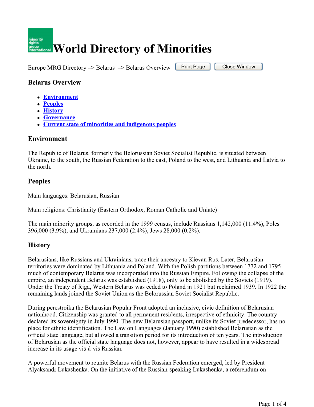 World Directory of Minorities