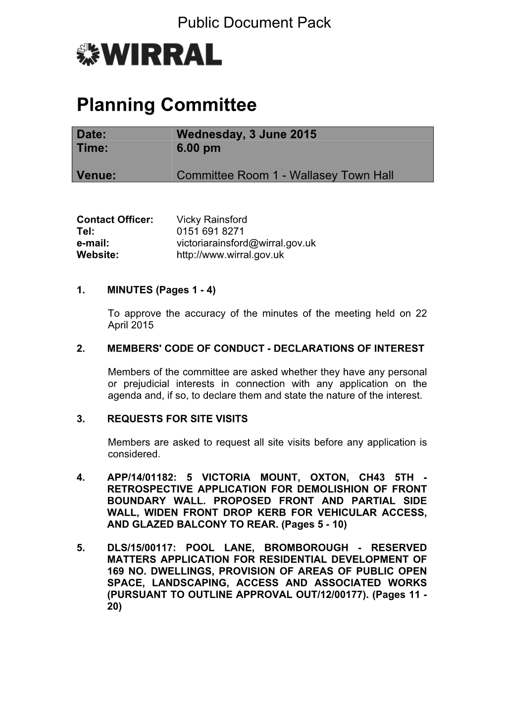 (Public Pack)Agenda Document for Planning Committee, 03/06/2015 18:00