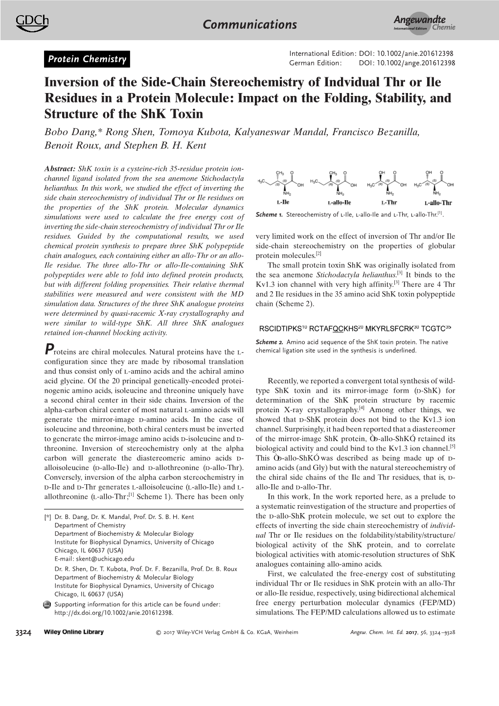 Inversion of the Side‐Chain Stereochemistry of Indvidual Thr Or