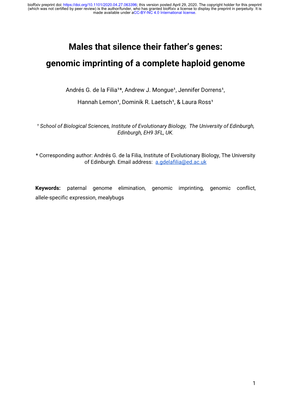 Genomic Imprinting of a Complete Haploid Genome