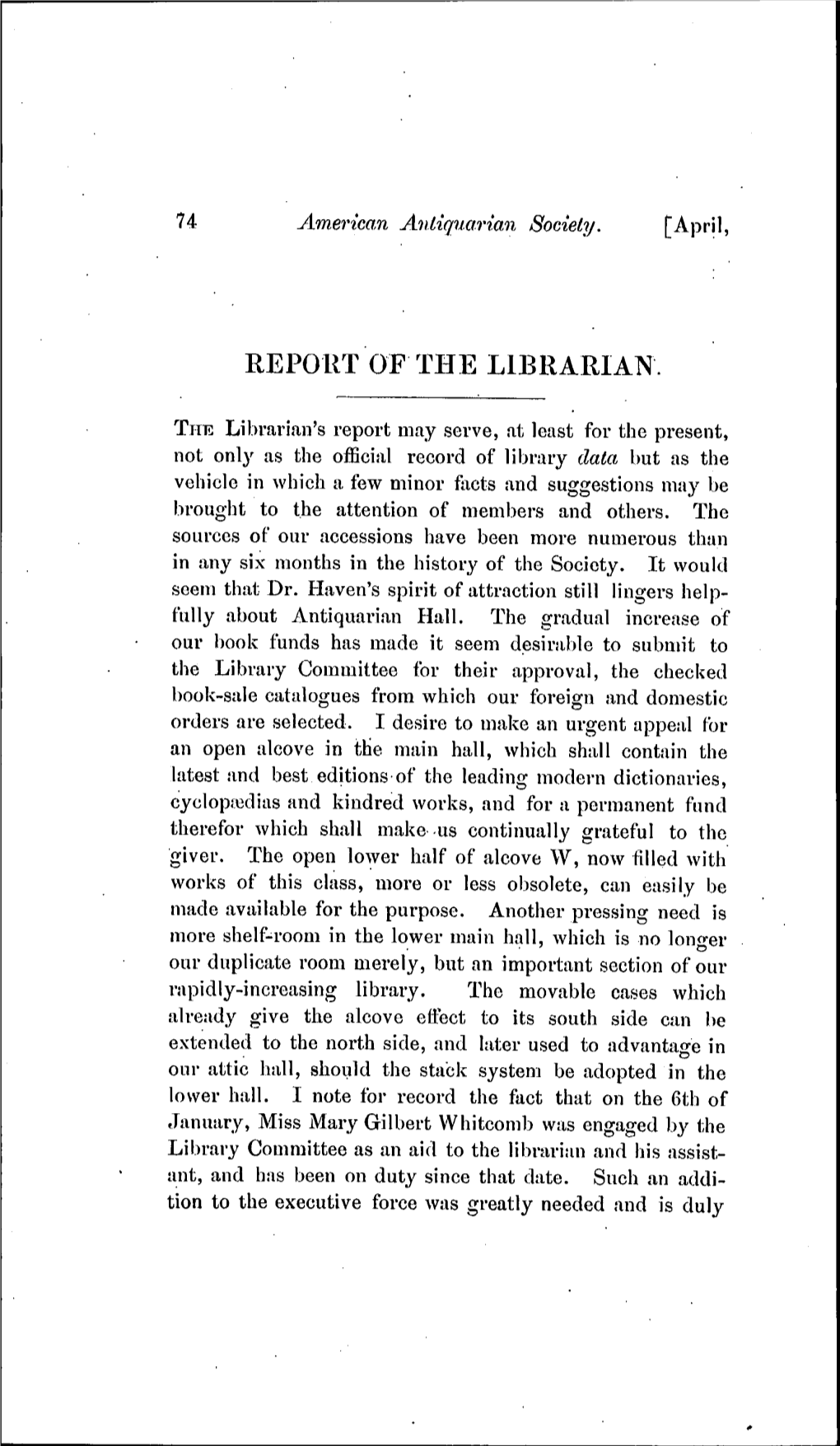 Report of the Librarian