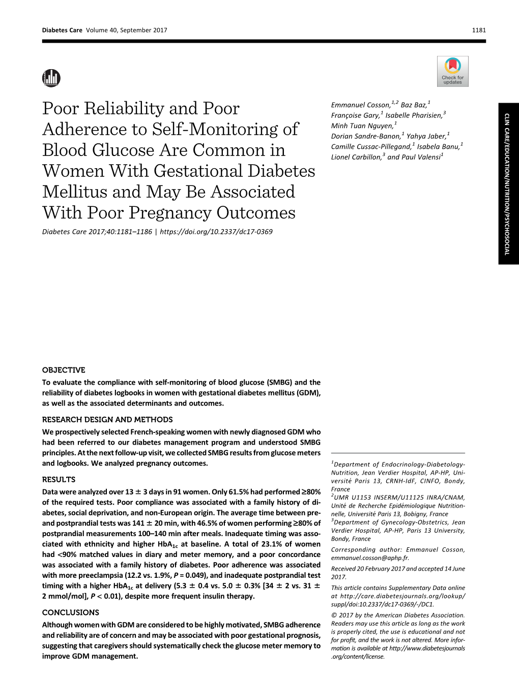 Poor Reliability and Poor Adherence to Self-Monitoring of Blood Glucose