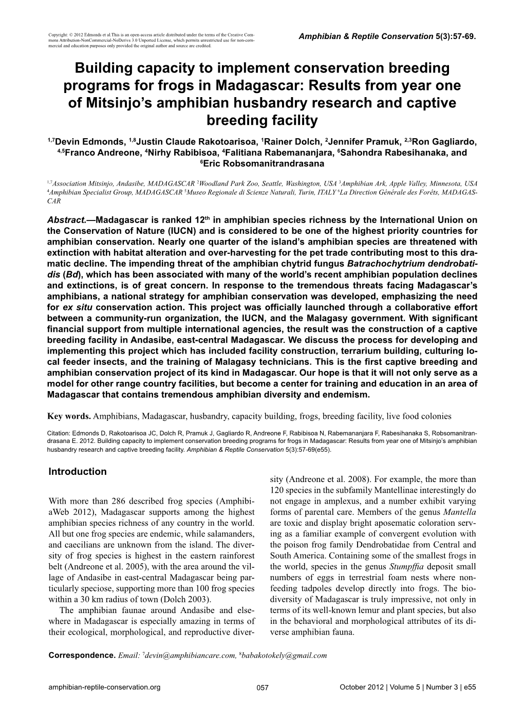 Building Capacity to Implement Conservation Breeding Programs For