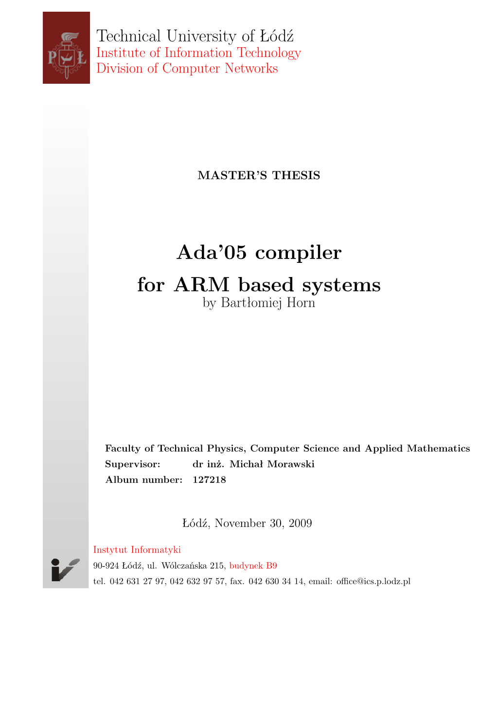 Ada05 Compiler for ARM Based Systems