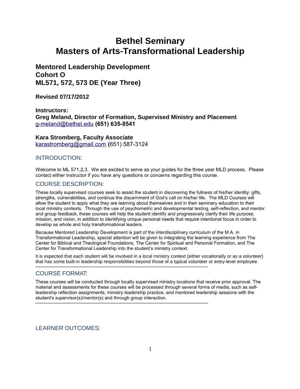 Masters of Arts-Transformational Leadership