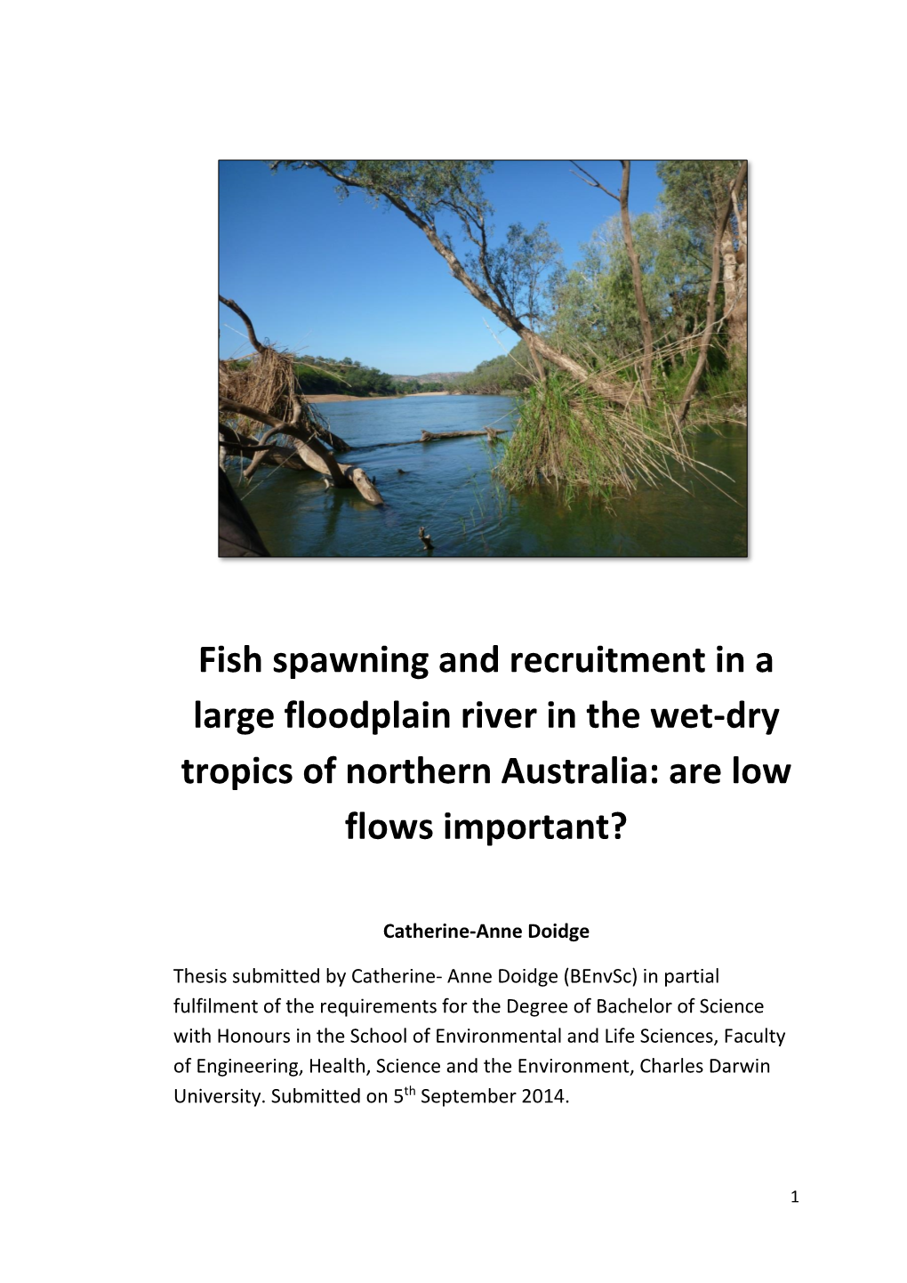 Fish Spawning and Recruitment in a Large Floodplain River in the Wet-Dry Tropics of Northern Australia: Are Low Flows Important?