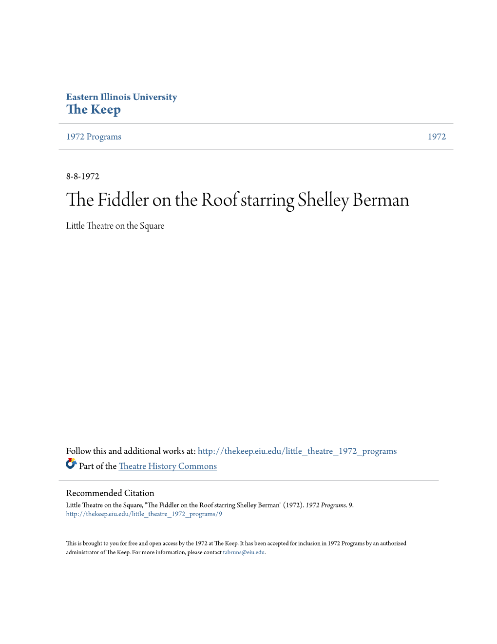 The Fiddler on the Roof Starring Shelley Berman