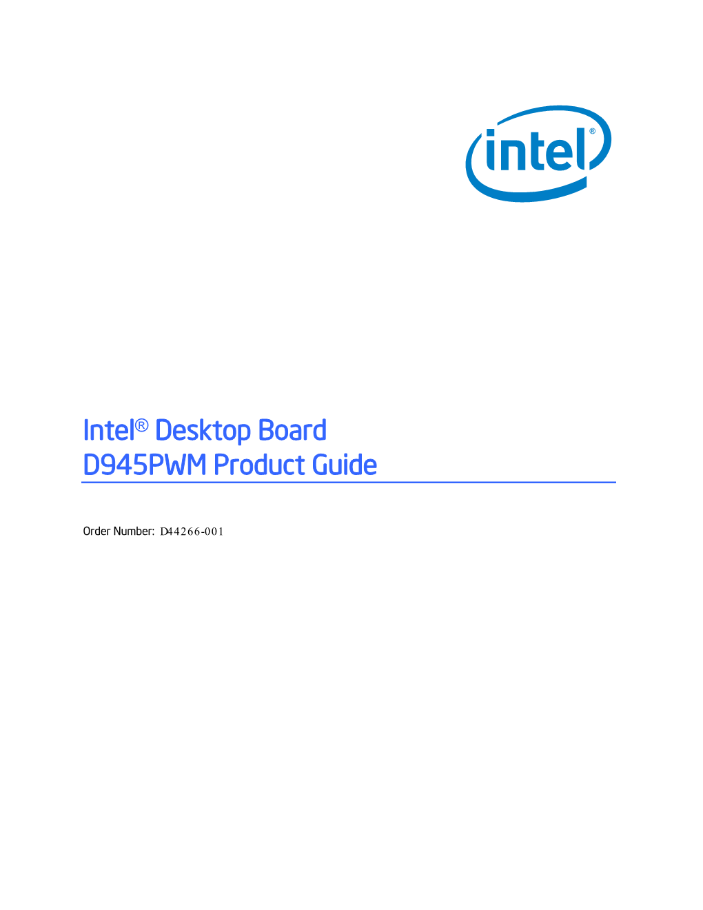 Intel® Desktop Board D945PWM Product Guide