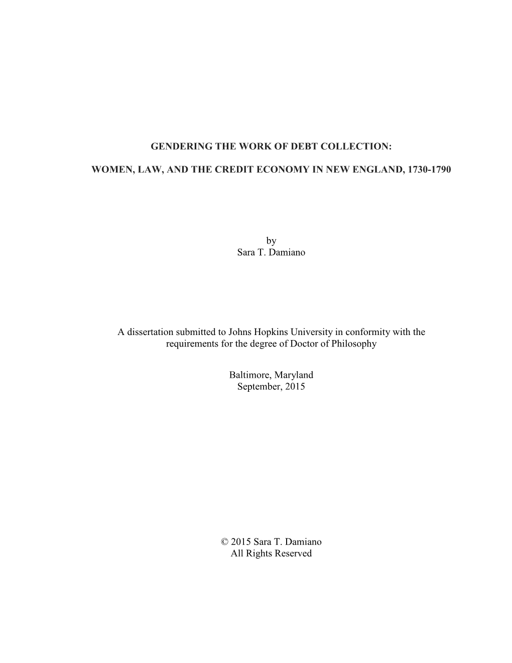 Women, Law, and the Credit Economy in New England, 1730-1790