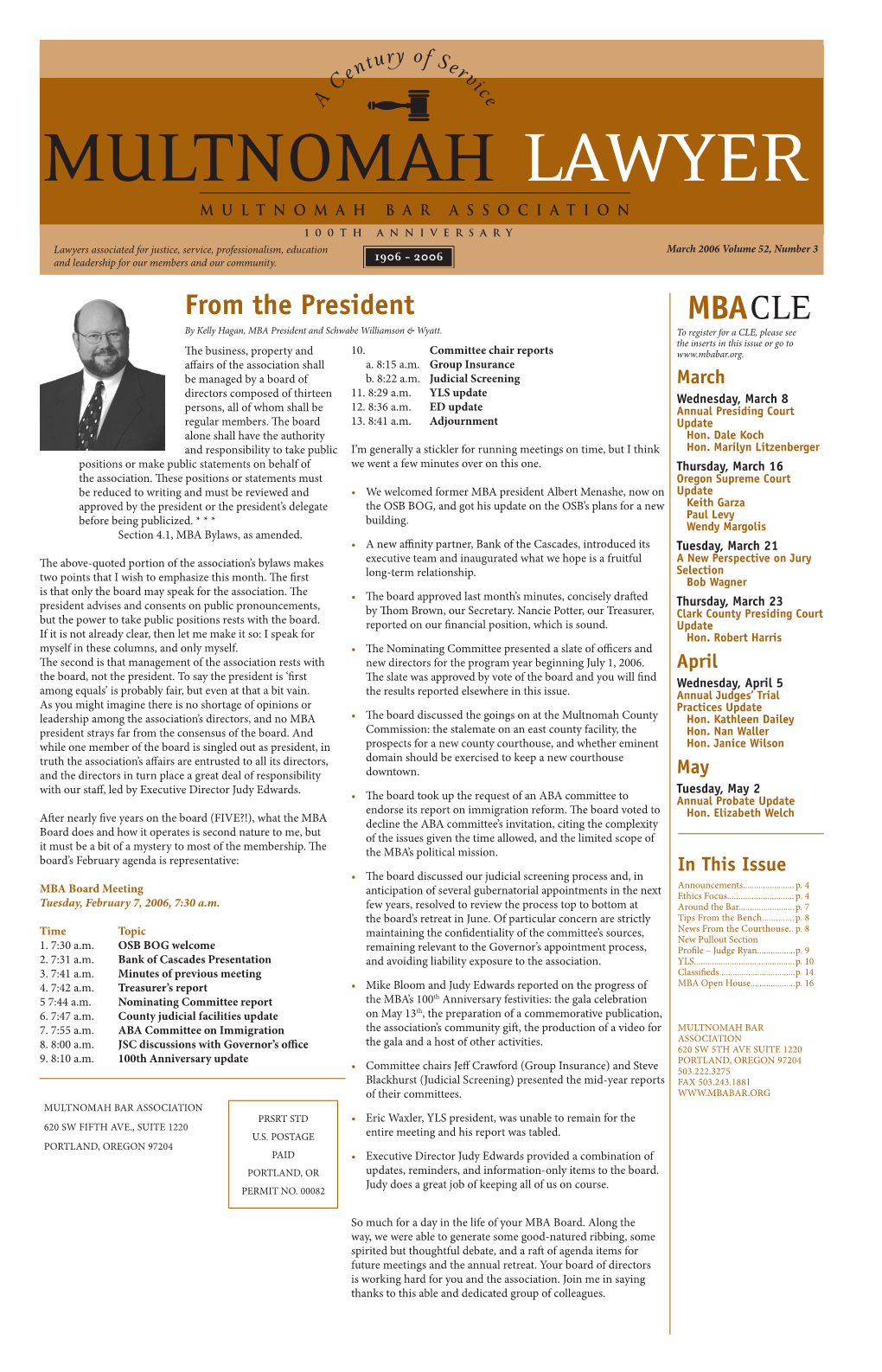 March 2006 Volume 52, Number 3 and Leadership for Our Members and Our Community
