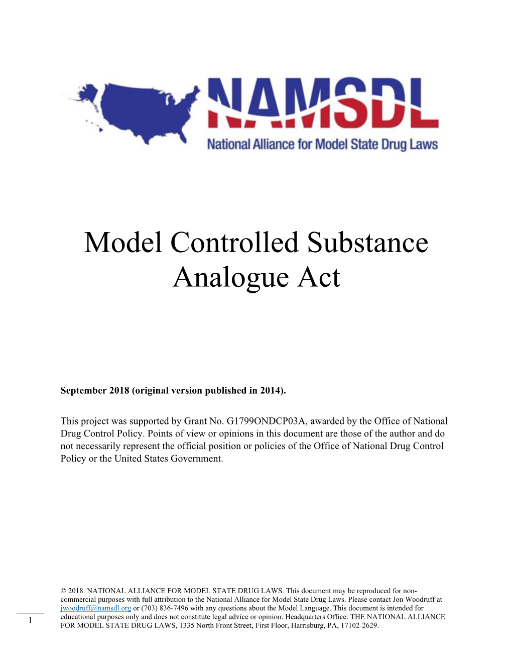 Model Controlled Substance Analogue Act