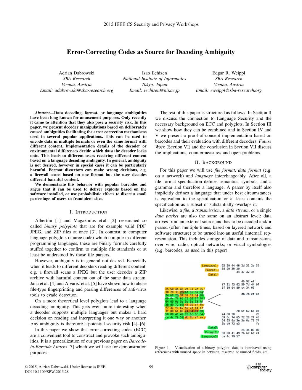 Error-Correcting Codes As Source for Decoding Ambiguity