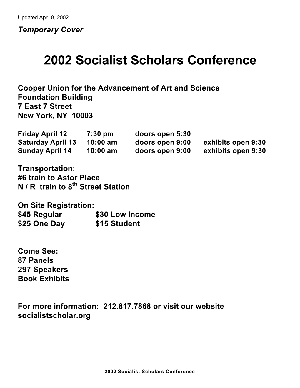 2002 Socialist Scholars Conference