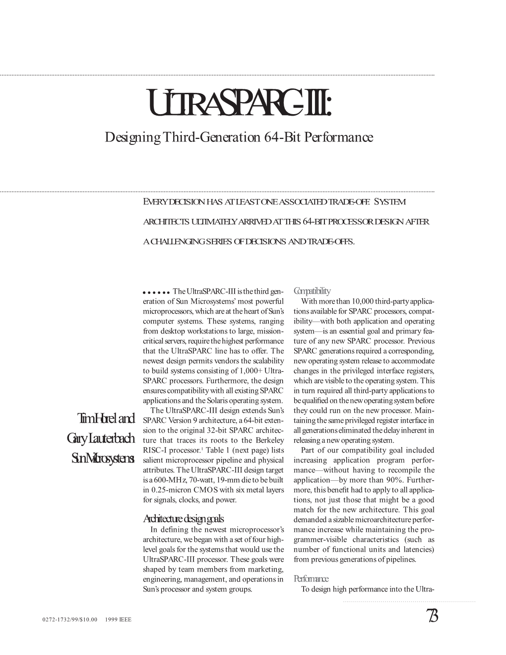 ULTRASPARC-III: Designing Third-Generation 64-Bit Performance