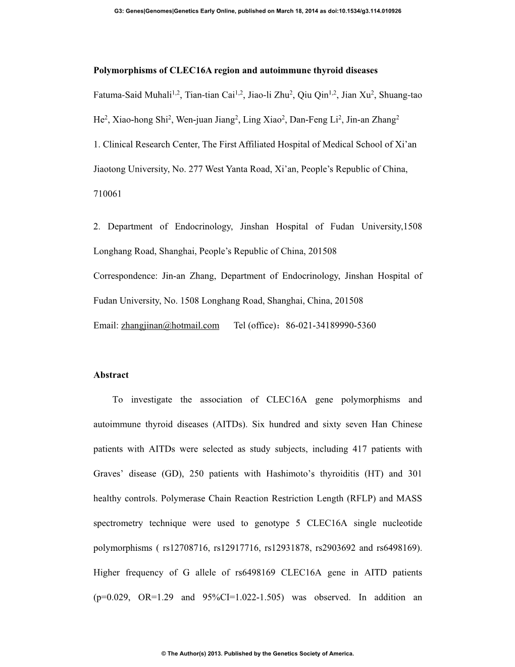 Polymorphisms of CLEC16A Region and Autoimmune Thyroid Diseases