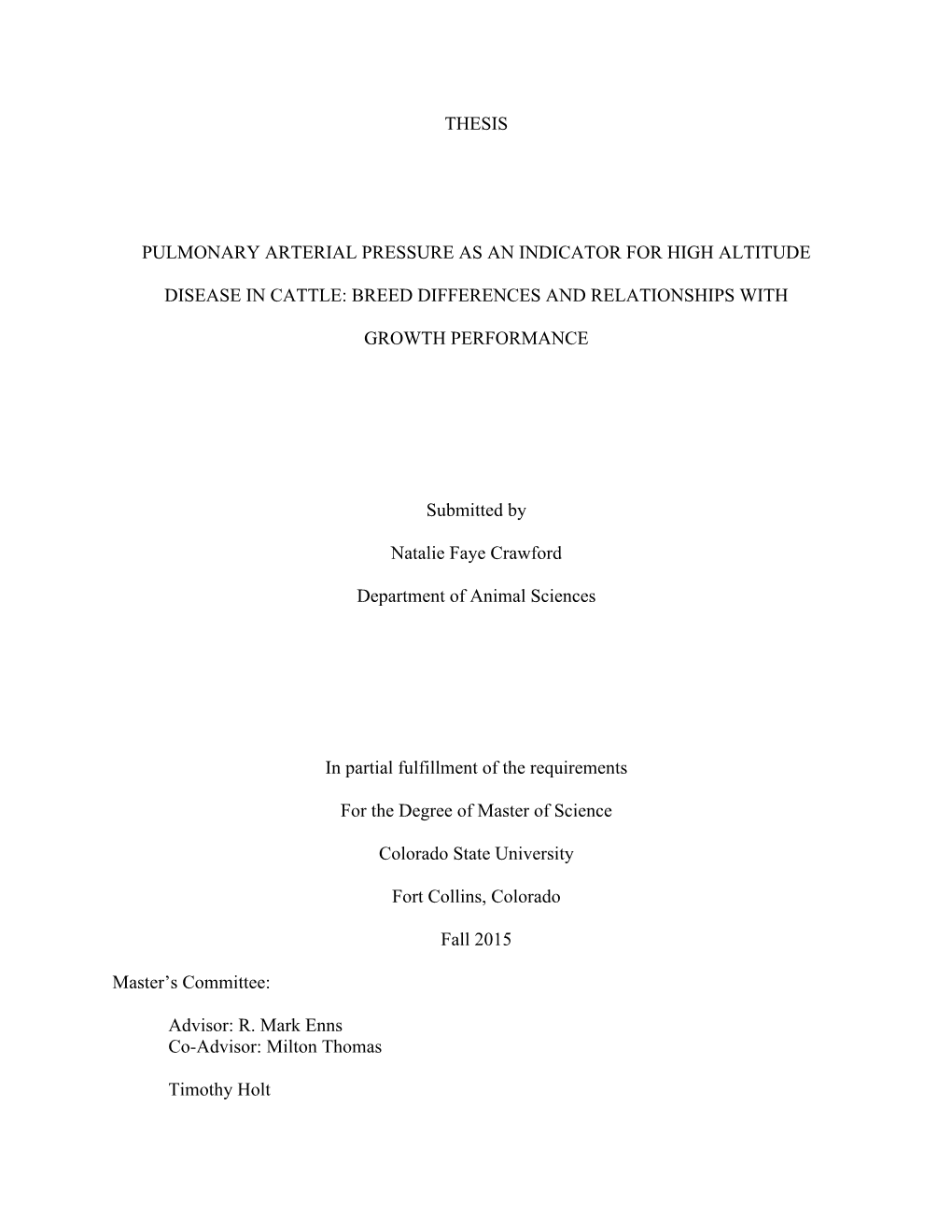 Thesis Pulmonary Arterial Pressure As