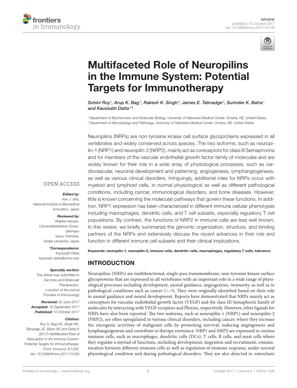 Multifaceted Role of Neuropilins in the Immune System: Potential Targets for Immunotherapy
