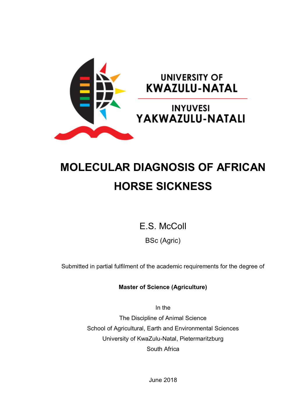 Molecular Diagnosis of African Horse Sickness