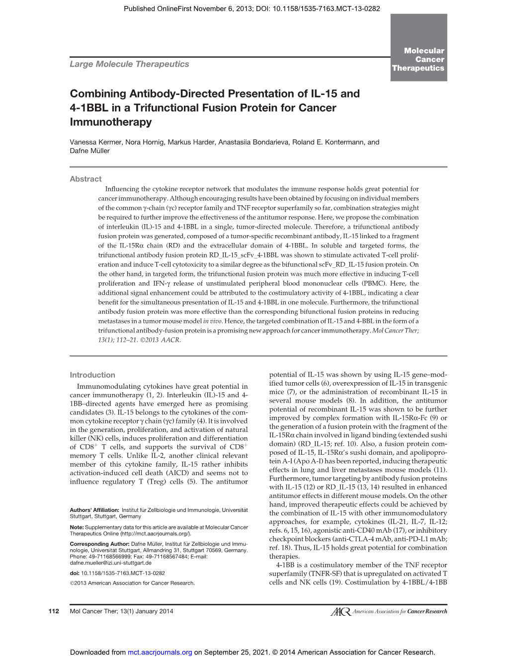 Combining Antibody-Directed Presentation of IL-15 and 4-1BBL in a Trifunctional Fusion Protein for Cancer Immunotherapy