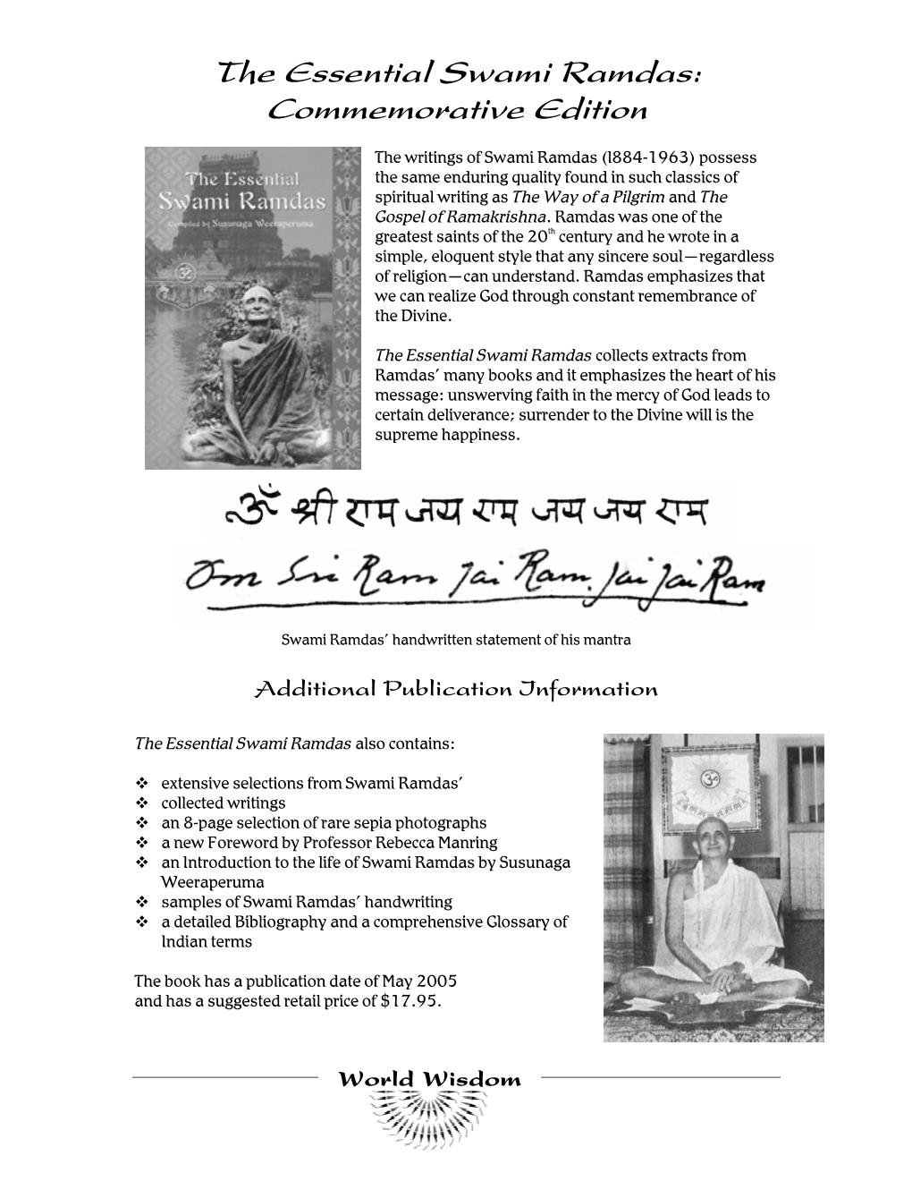 The Essential Swami Ramdas: Commemorative Edition