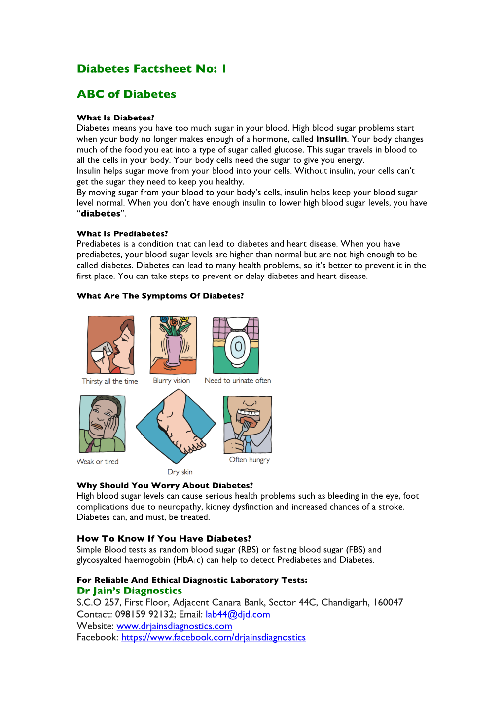 Diabetes Factsheet No: 1 ABC of Diabetes