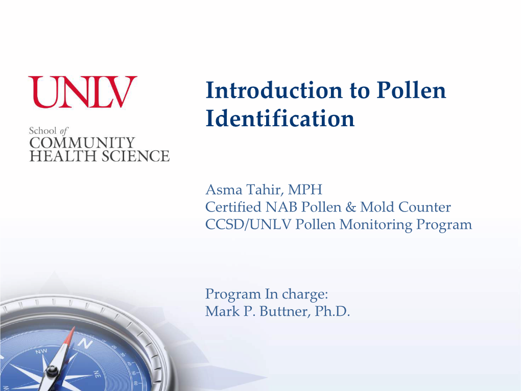 Introduction to Pollen Identification