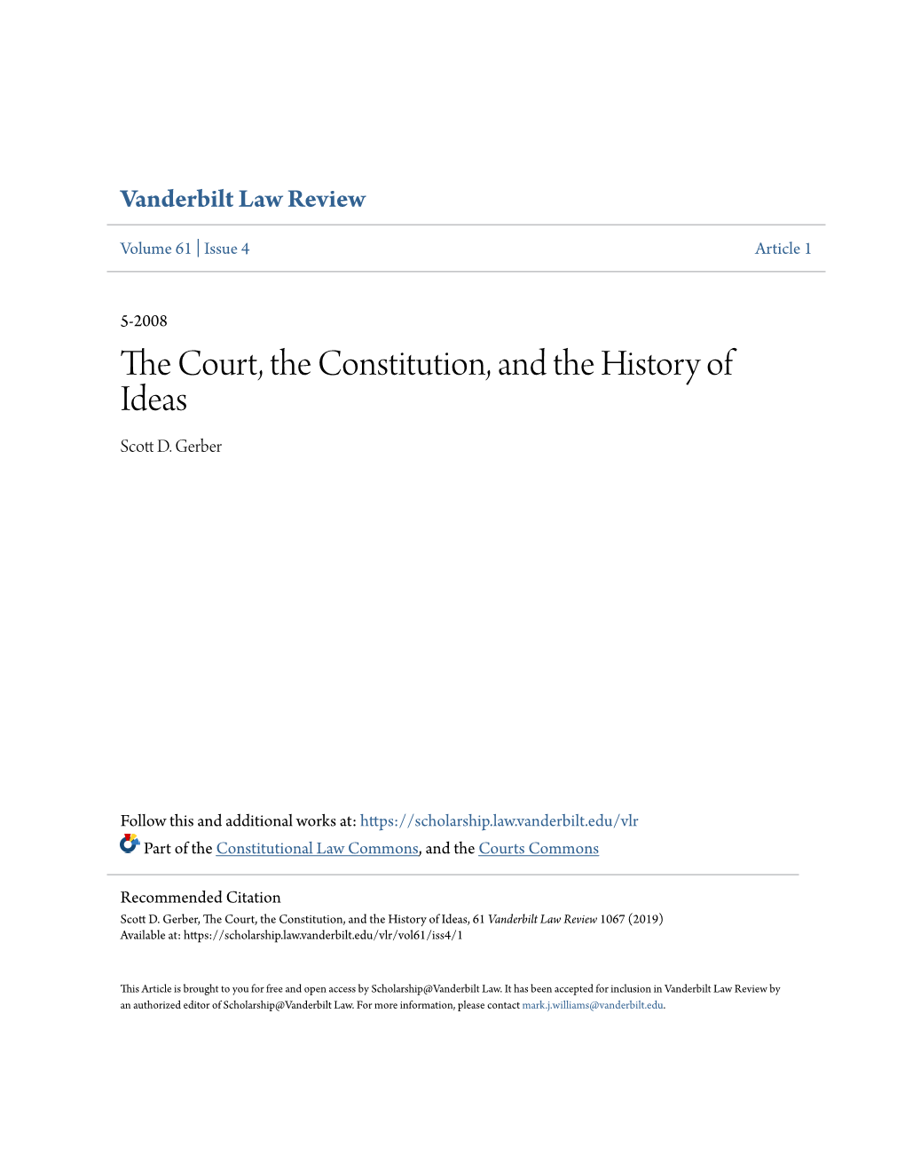 The Court, the Constitution, and the History of Ideas