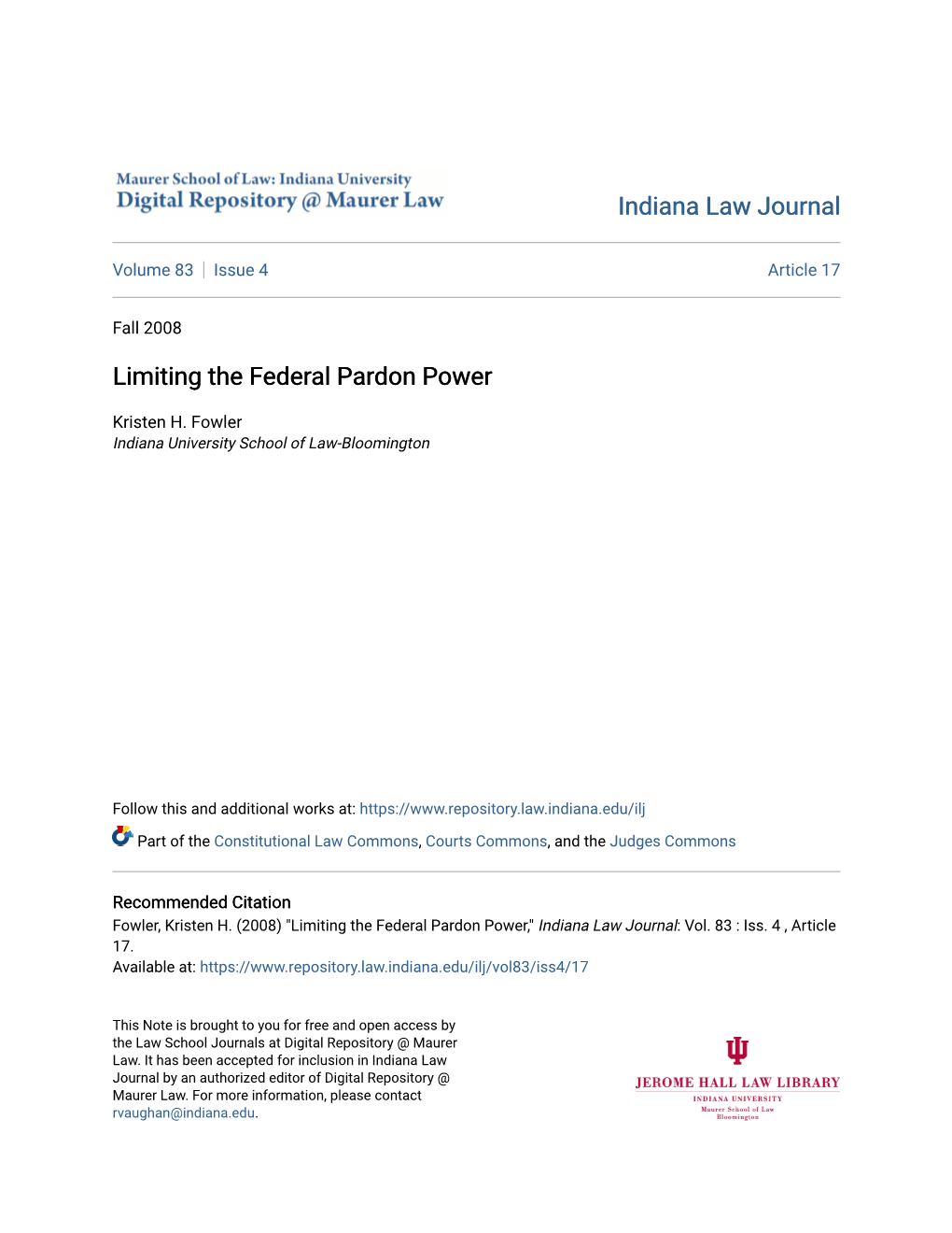 Limiting the Federal Pardon Power