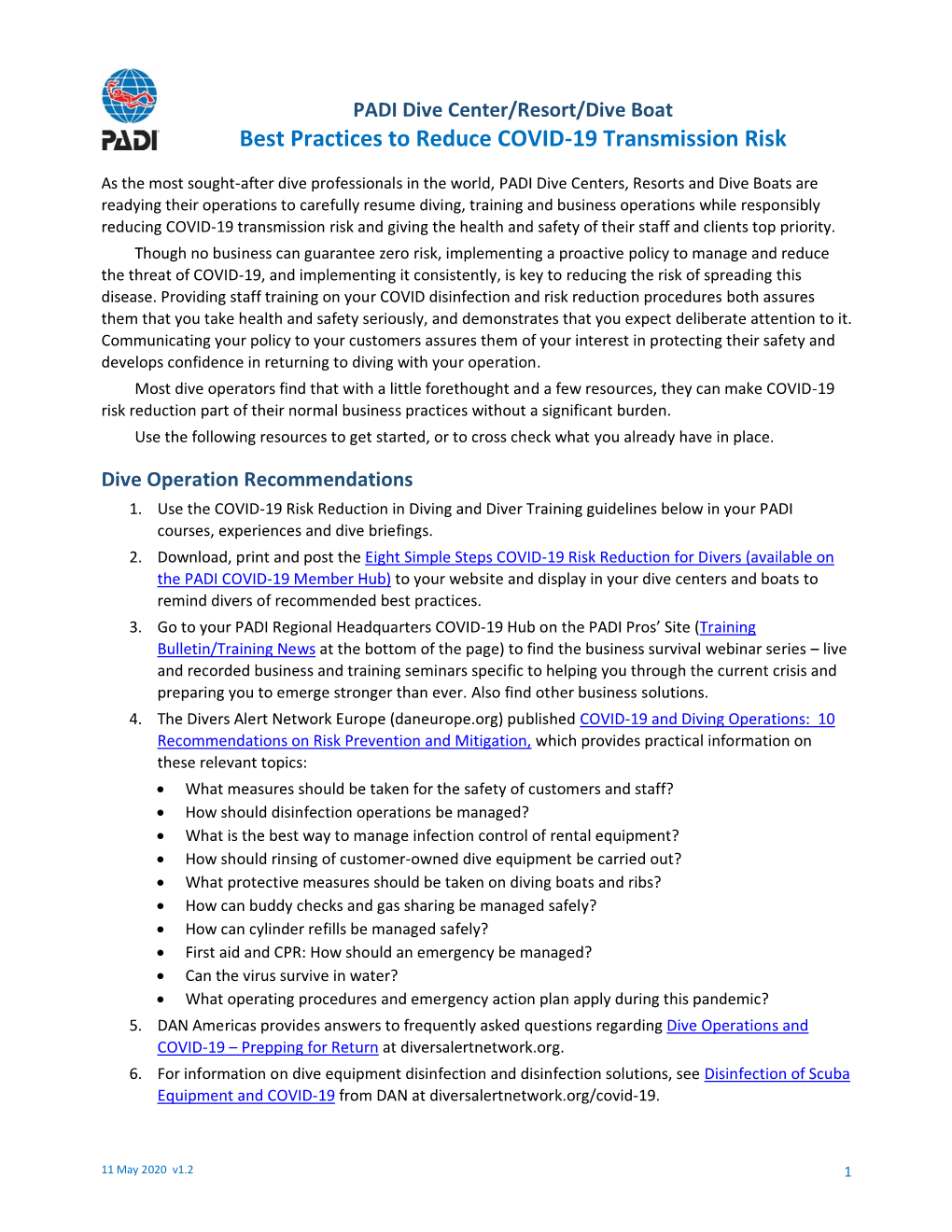 Best Practices to Reduce COVID-19 Transmission Risk