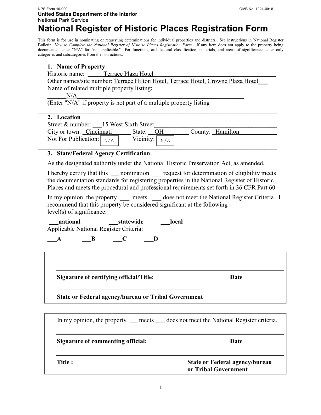 National Register of Historic Places Registration Form