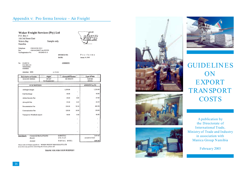Guidelines on Export Transport Costs