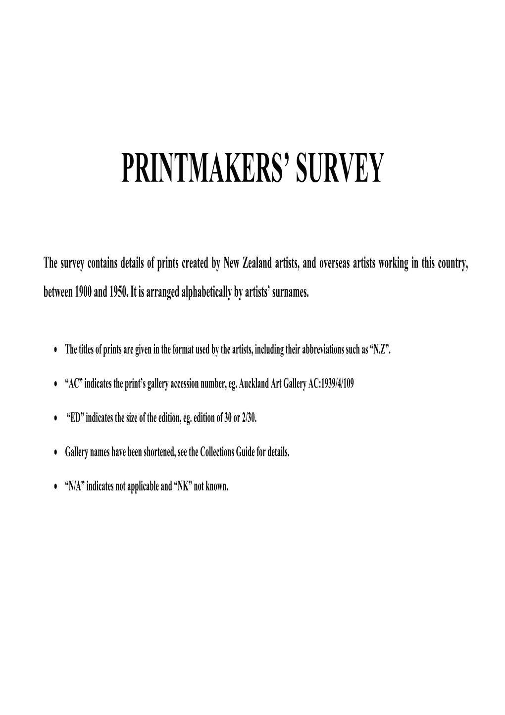 Printmakers Survey