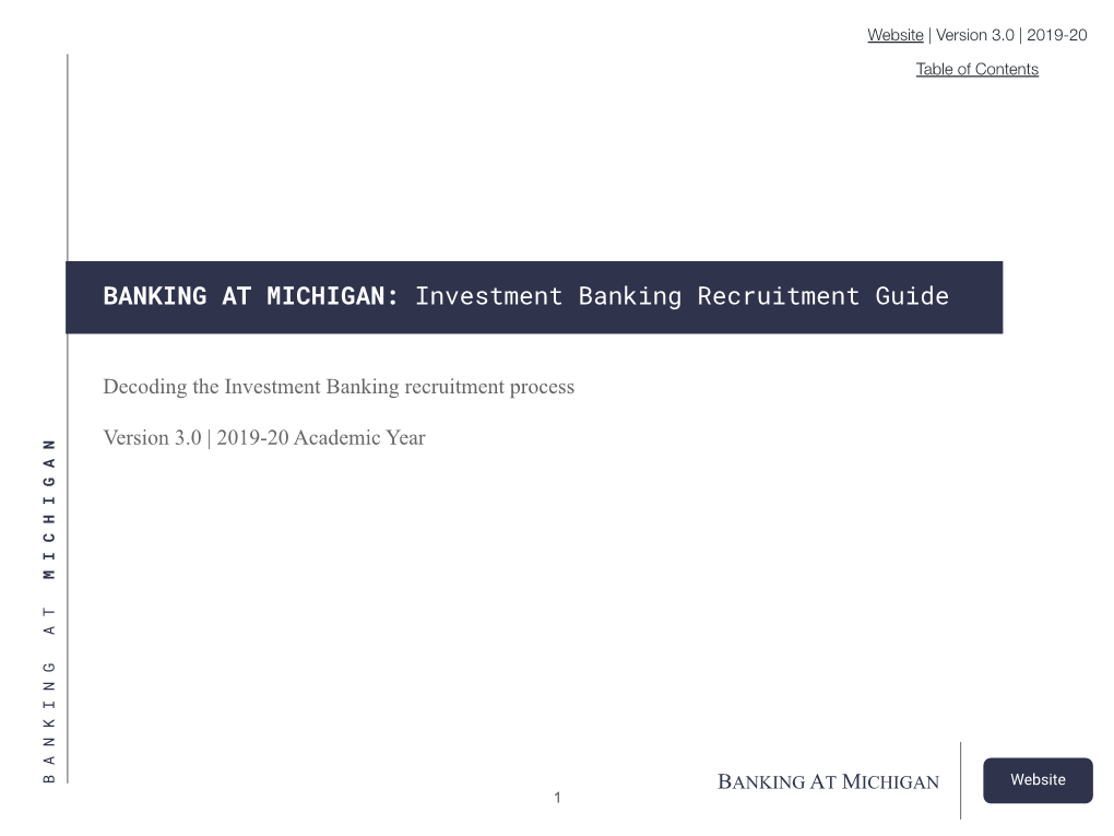 Investment Banking Recruitment Guide
