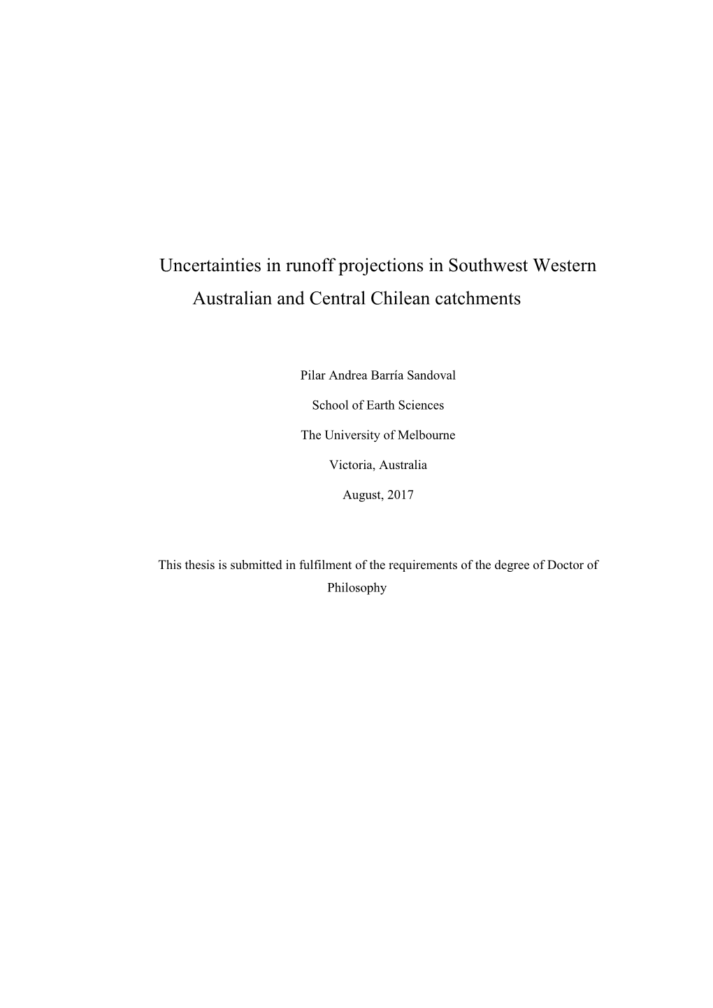 Uncertainties in Runoff Projections in Southwest Western Australian and Central Chilean Catchments