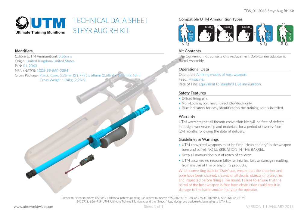 Technical Data Sheet Steyr Aug Rh