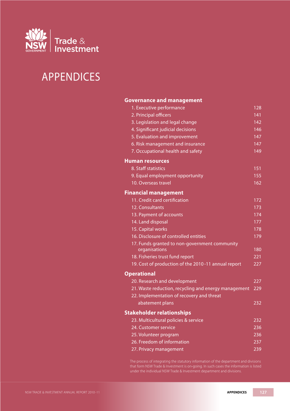 3 TRADE and INVESTMENT ANNUAL REPORT 2010-11 APPENDICES