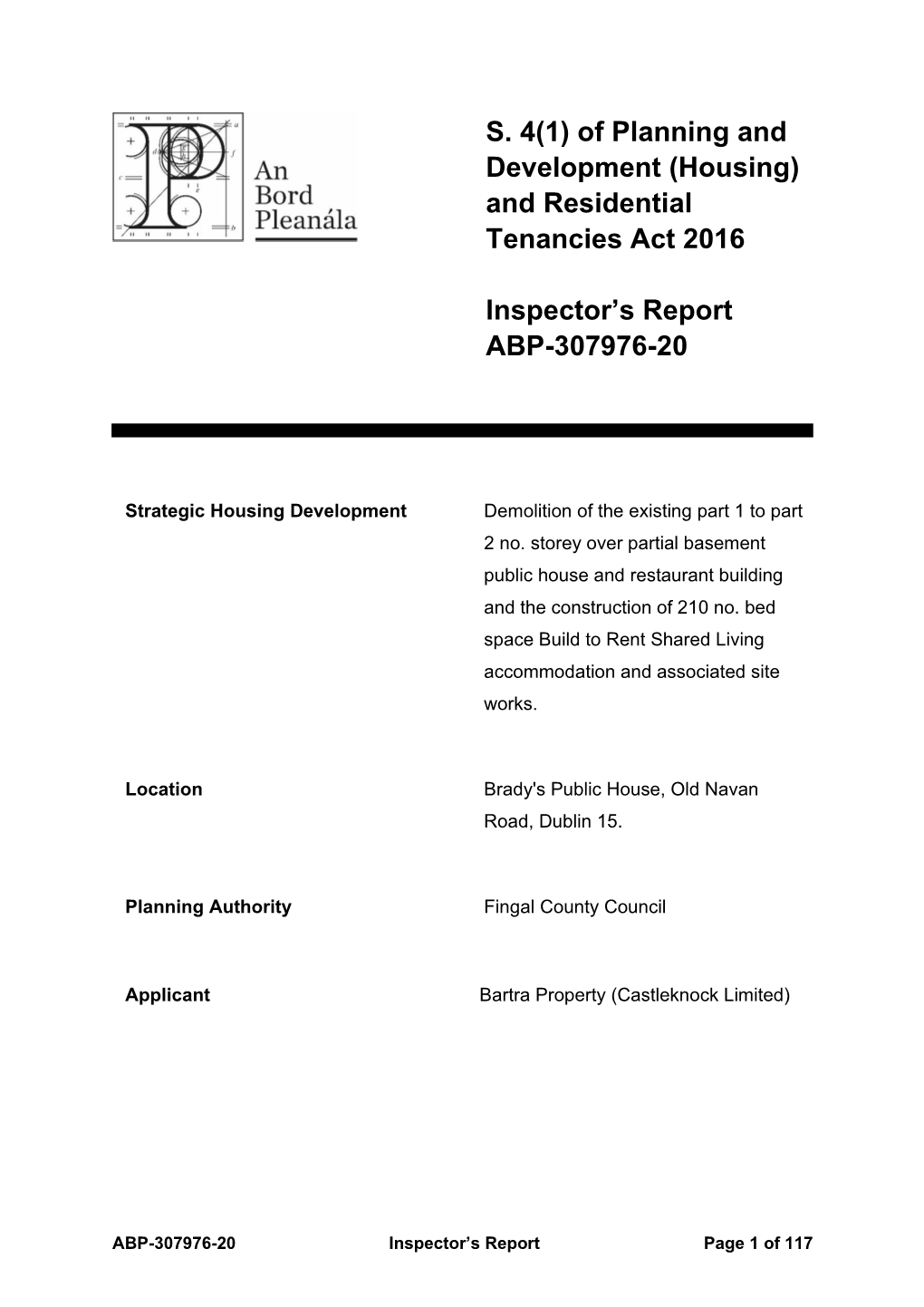 And Residential Tenancies Act 2016 Inspector's Report ABP-307976-20