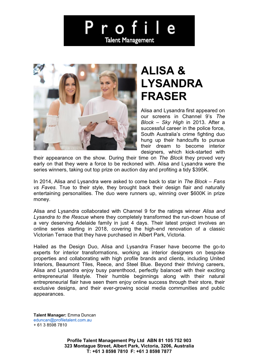 Alisa & Lysandra Fraser
